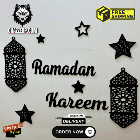 Ramadan Kareem Wall Decoration | Islamic Festive Décor with Lantern & Stars