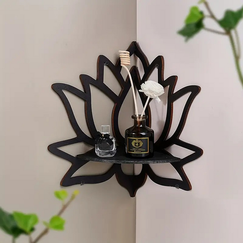 Lotus Wall Shelf – Stylish Wooden Wall Mount for Home & Office Décor