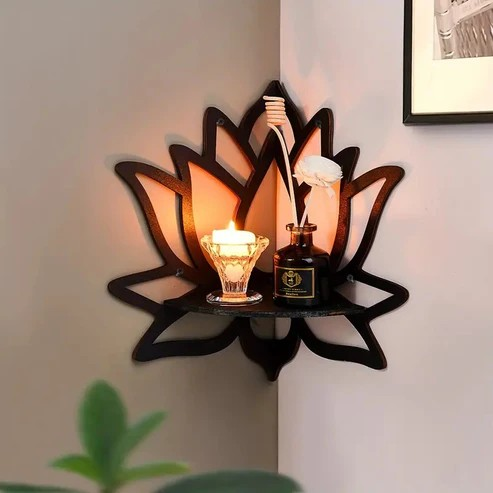 Lotus Wall Shelf – Stylish Wooden Wall Mount for Home & Office Décor